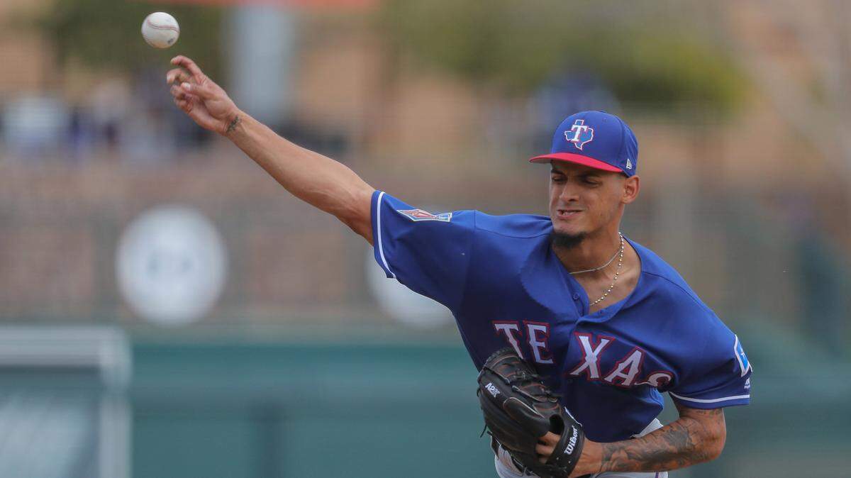 Jonathan Hernandez was in big-league camp this year and is on the 40-man roster. After a strong start to the season at High A Down East, he has struggled at Double A Frisco.