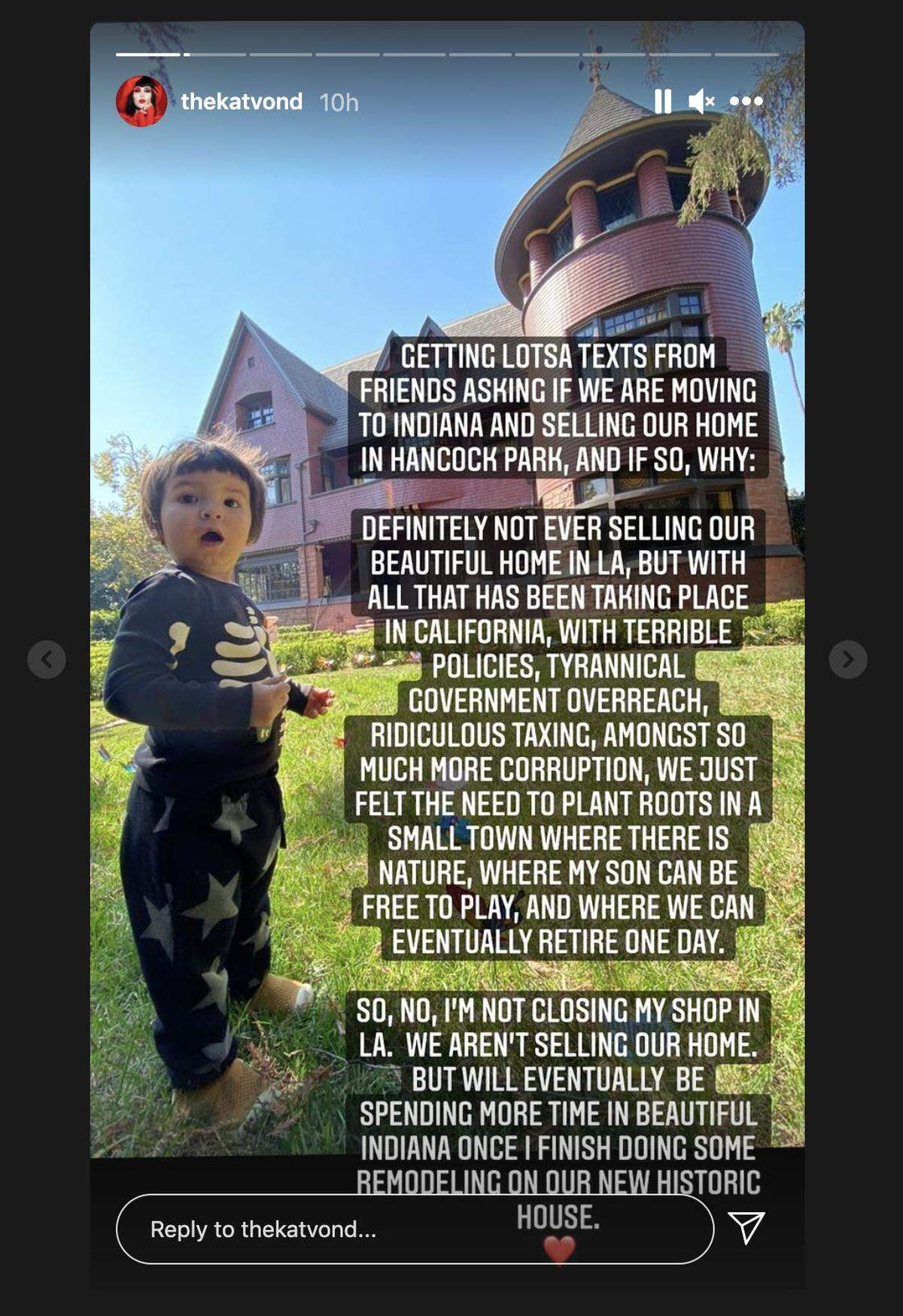 Kat Von D’s Instagram post