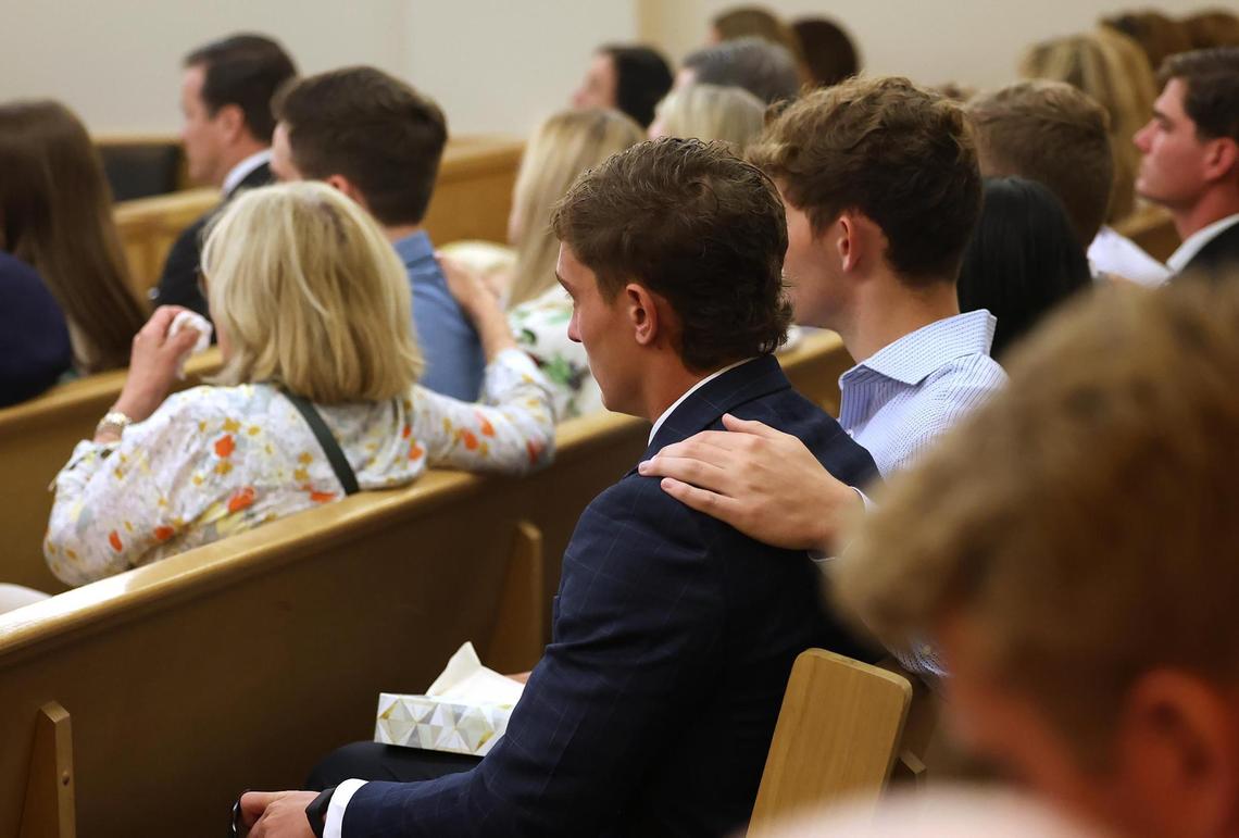 Family and friends of Wes Smith attend a plea bargain hearing on Thursday, June 26, 2025, where Matthew Purdy, 23, pleaded guilty to the murder of Smith.