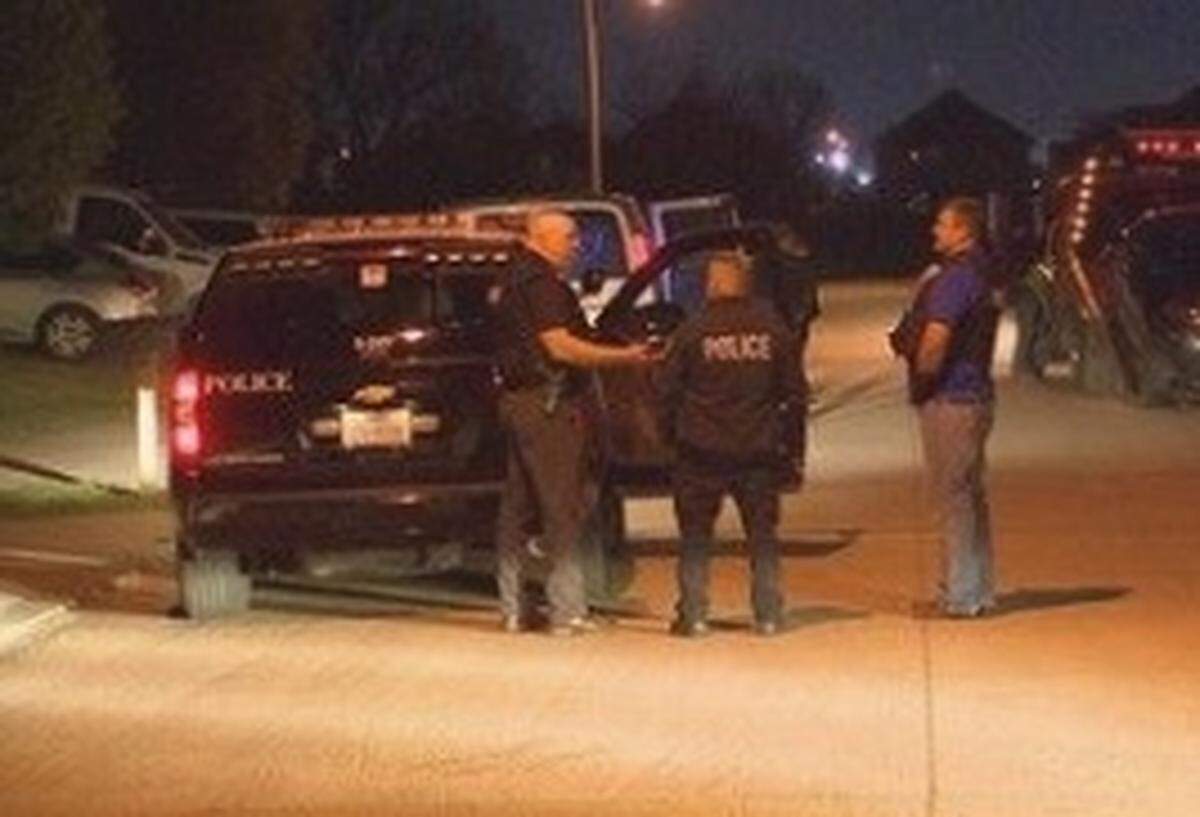 Fort Worth police searched a neighborhood late Wednesday for robbery suspects.