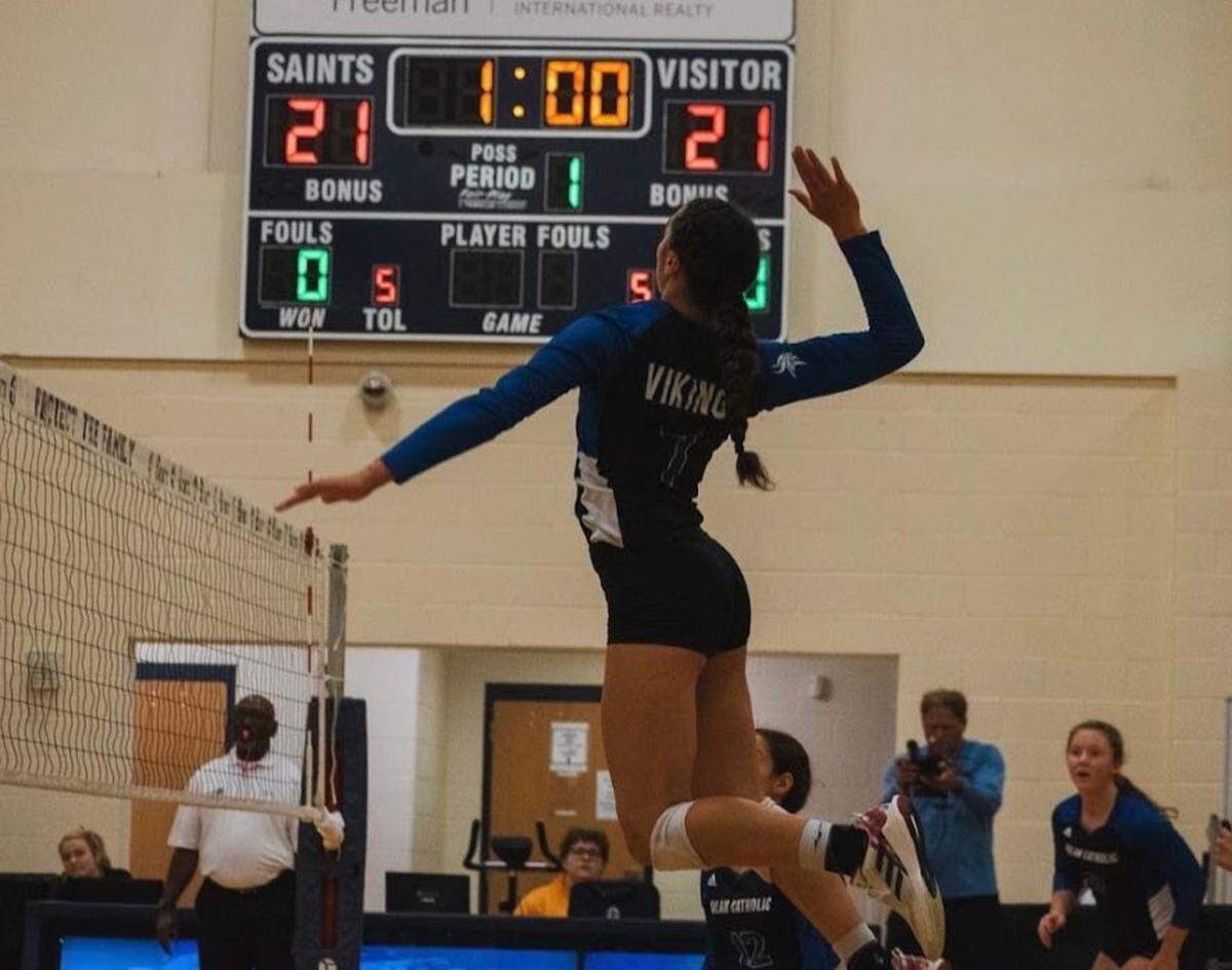 Nolan Catholic’s Suli Davis is Star-Telegram all-area Newcomer of the Year after recording 516 kills (Malachy O’Conner/Sonia Diaz/Courtesy)