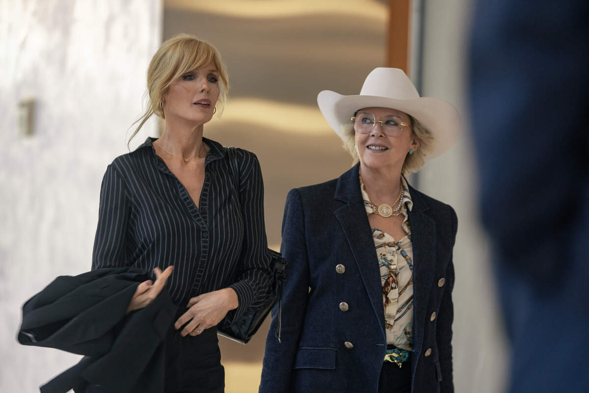 (L-R): Kelly Reilly as Beth Dutton and Annette Bening as Beulah Jackson in season 1, episode 6, of “Dutton Ranch” streaming on Paramount+, 2026.