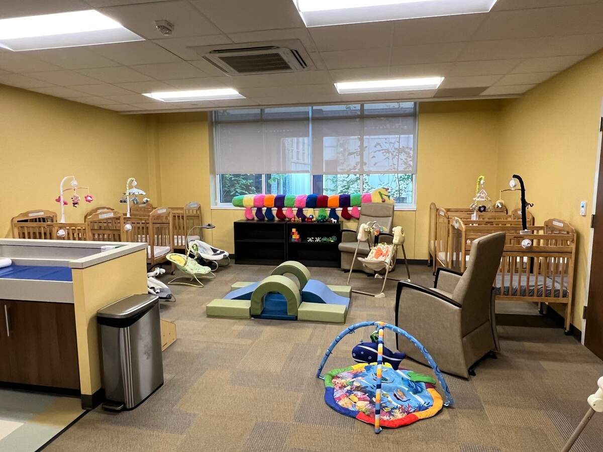 A classroom for children ranging from 6 weeks old to 1 year old is shown at Clayton Youth Enrichment’s new child care center located at Broadway Baptist Church in Fort Worth’s Near Southside neighborhood. The center opened on Monday.