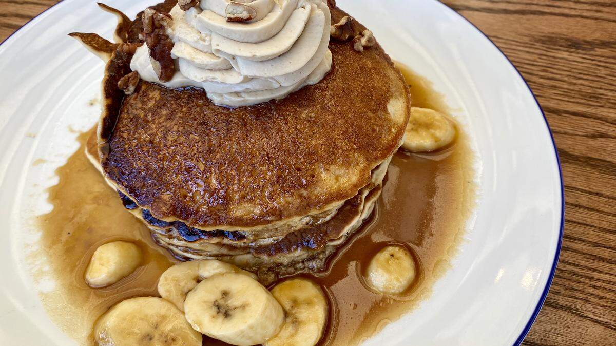 Bananas Foster pancakes at Stirr on Crockett Street in Fort Worth.