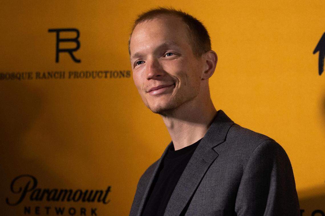 Jefferson White stops for photos on the red carpet before a screening of “Yellowstone” season 5 premiere Sunday, Nov. 13, 2022, at Hotel Drover in Fort Worth.