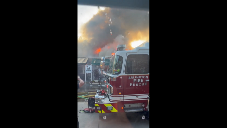 WATCH: Firefighters battling 4-alarm fire at Beirut Grill building in west Arlington
