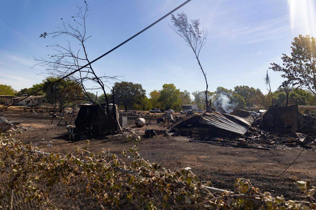 Three homes burned down in a neighborhood in Rendon, Texas, on Wednesday, July 27, 2022.