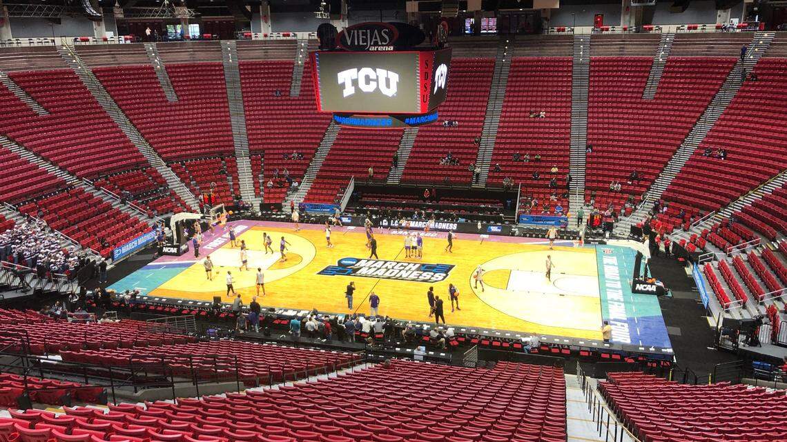 TCU’s men’s basketball went through a shootaround session Thursday at Viejas Arena in San Diego. The Frogs face Seton Hall in the last first-round of the NCAA Tournament. Tip-off is scheduled for Friday at 8:57 p.m. The game will air on truTV, Westwood One radio and KLIF (570 AM).