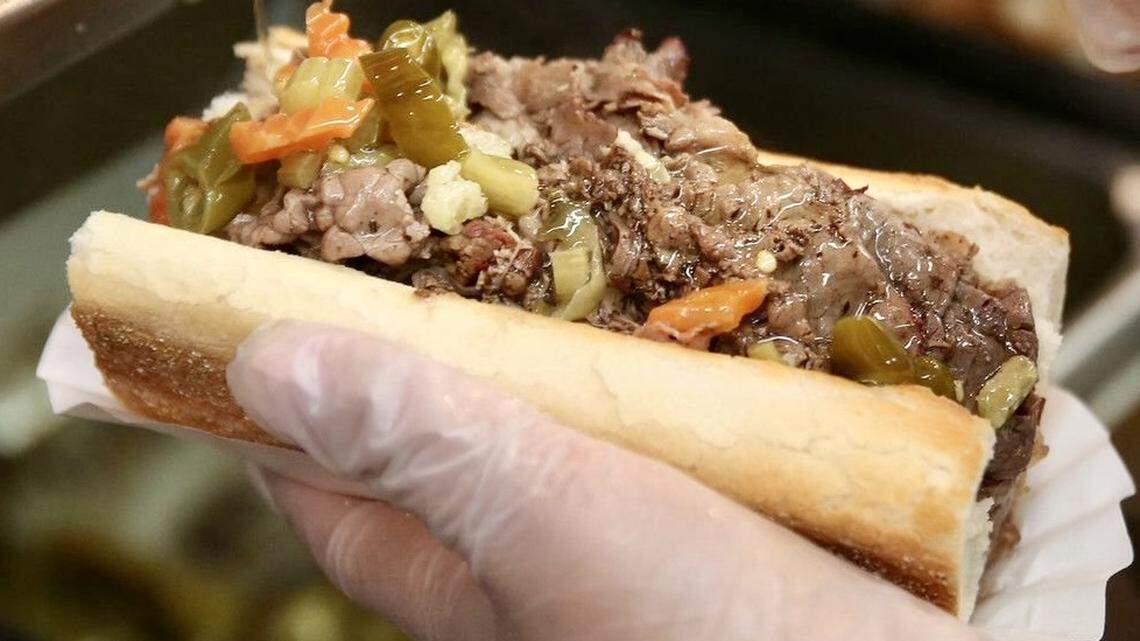 An Italian beef sandwich at Portillo’s on July 9, 2014.