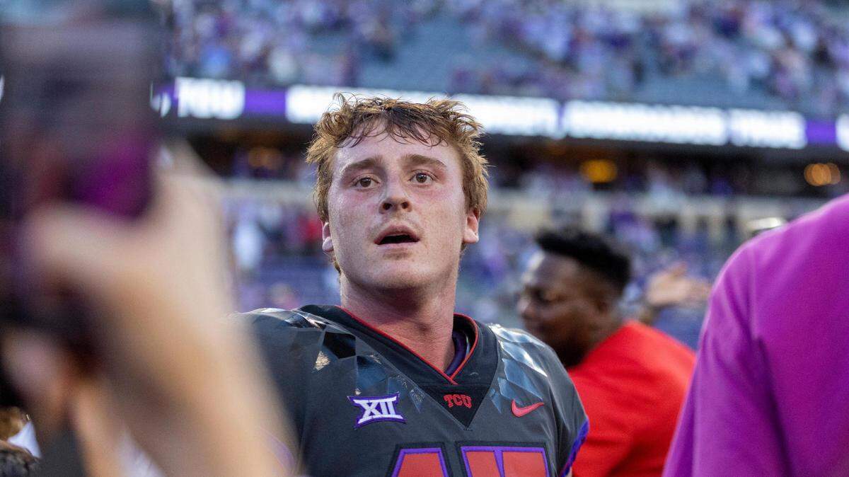 Max Duggan will be looking for his first career win over Kansas State on Saturday.