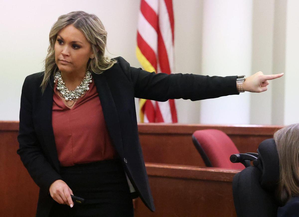 Assistant Criminal District Attorney Ashlea Deener gives the closing argument for the prosecution in the punishment phase of Aaron Dean’s trial on Monday, December 19, 2022, in Tarrant County’s 396th District Court. Dean was found guilty of manslaughter in the 2019 shooting death of Atatiana Jefferson.