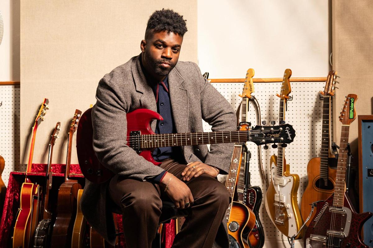 Fort Worth musician Abraham Alexander is photographed at Niles City Sound in Fort Worth on Wednesday, Feb. 19, 2025. Alexander, known for his soulful music often drawing from his personal experiences as an immigrant from Greece, picked up an Oscar nomination for Best Original Song for “Like a Bird” for the film “Sing Sing.”