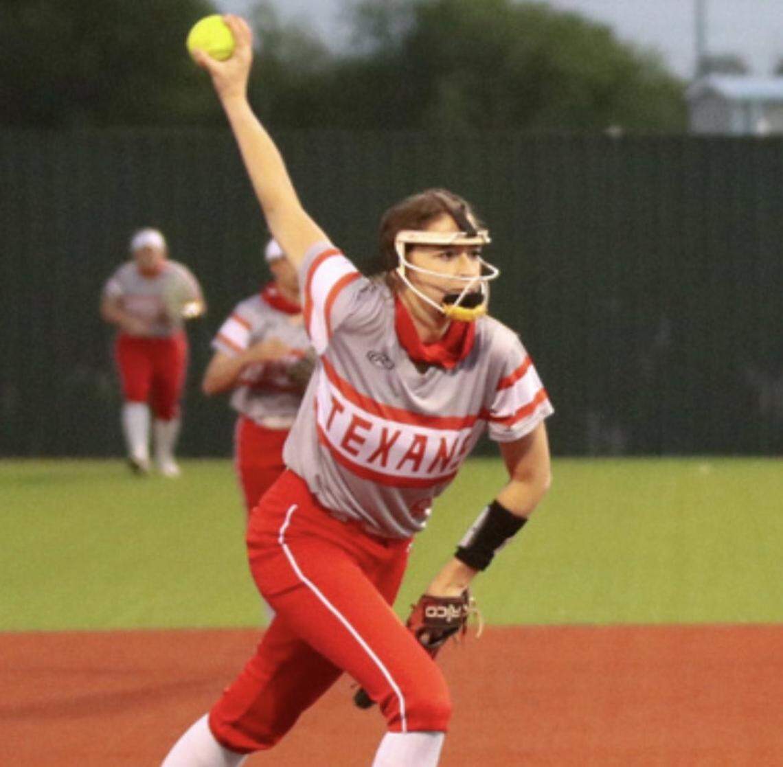 Justin Northwest pitcher Abi Young went 27-6 in her first varsity season with the Lady Texans.