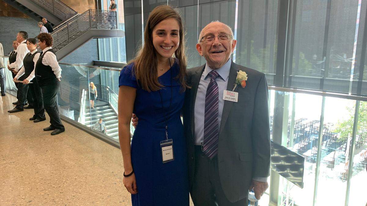 USA Today Sports writer, Texas alum and Dallas resident Jori Epstein (L) has written a new book with Max Glauben (R), “The Upstander.” Glauben, who grew up in Poland and survived the Holocaust, moved to Texas and has made it his mission to “dismantle hate.”
