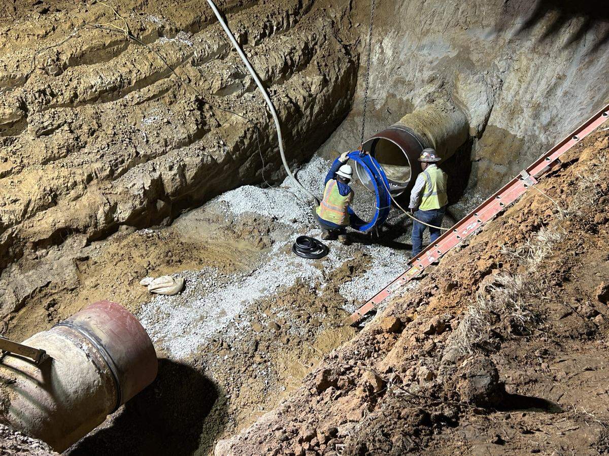 Work contained Tuesday morning to repair a main water line that broke in a Fort Worth neighborhood on Monday, Aug. 26, 2024.