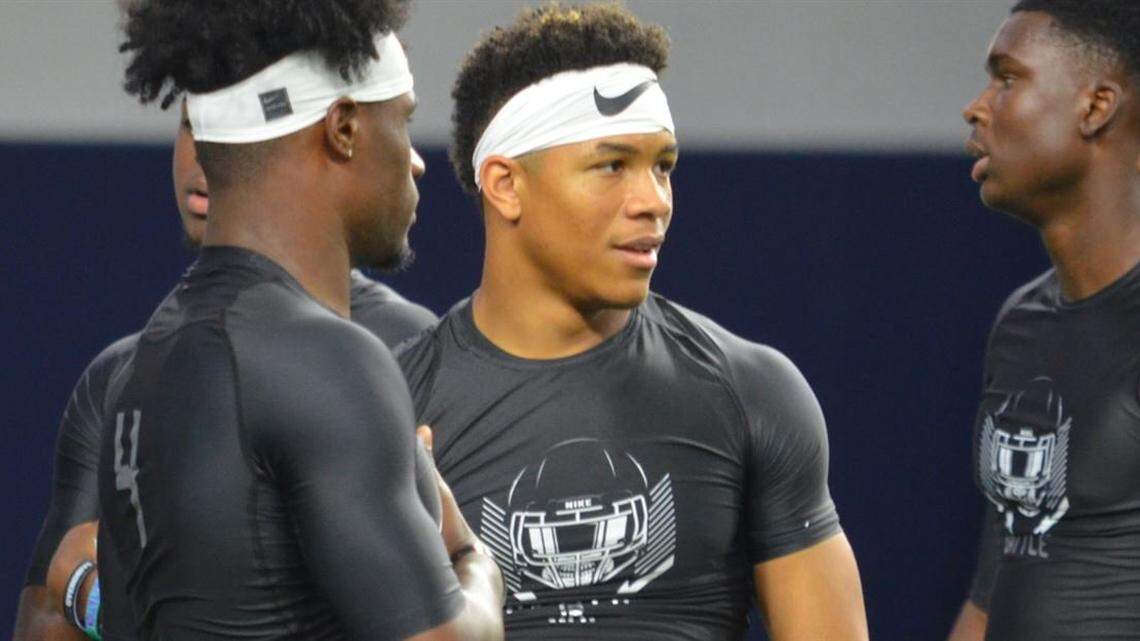 Mansfield Legacy 4-star CB Jeffery Carter competes at The Opening at The Star in early July.