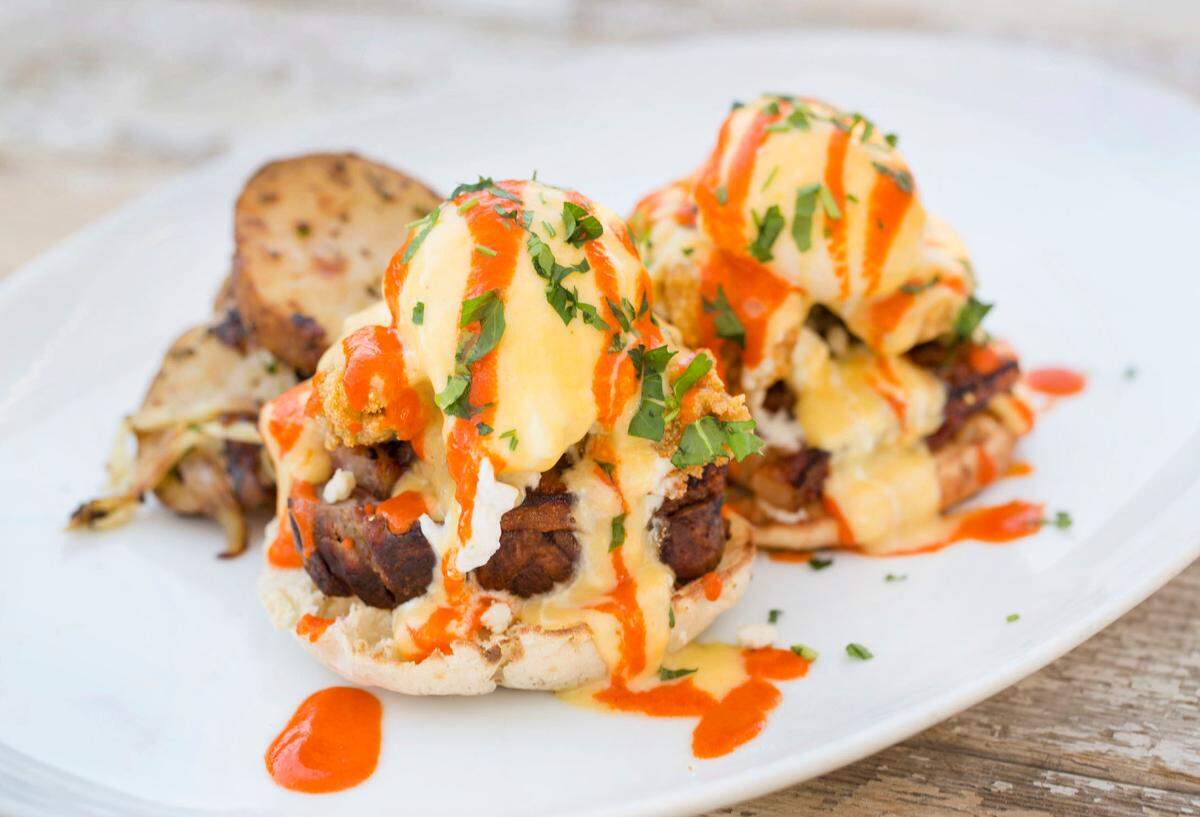 Carpet bagger benedict from B&B Butchers & Restaurant’s brunch menu.