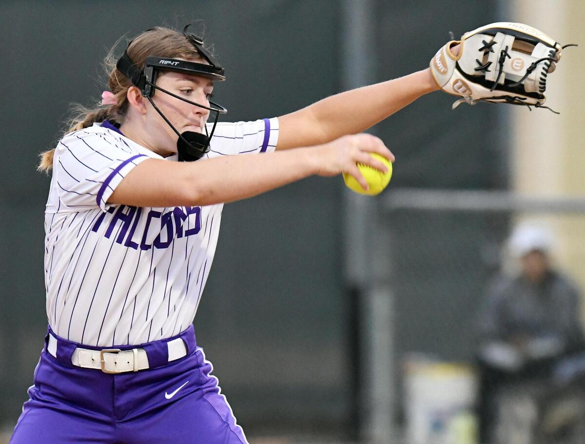 Timber Creek pitcher Nicole Stuhr throws for a strike against Southlake Carroll during the first inning of Tuesday’s, April 19, 2022 district 4- 6A softball game at Timber Creek High School in Fort Worth, Texas. Timber Creek won 6-3. Special/Bob Haynes