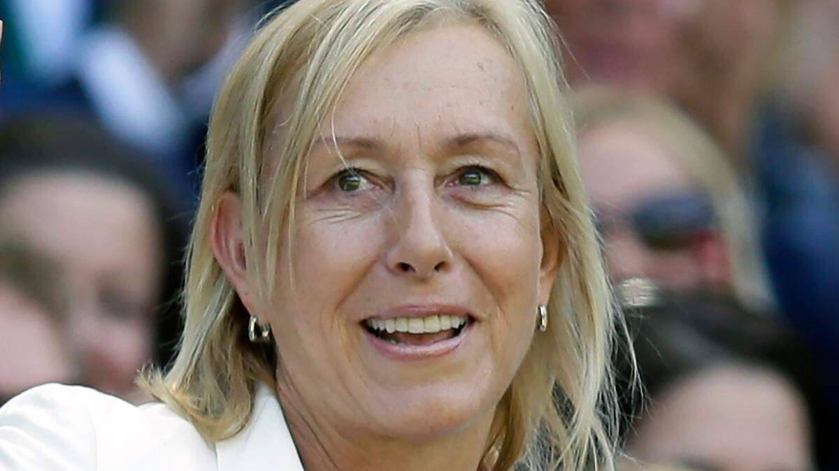 FILE - Tennis great Martina Navratilova is shown in the royal box on Centre Court at the All England Lawn Tennis Championships in Wimbledon, London, Saturday July 4, 2015. Navratilova said Monday, Jan. 2, 2023, that she has been diagnosed with throat cancer and breast cancer. In a statement released by her representative, the 18-time Grand Slam singles champion and member of the International Tennis Hall of Fame said her prognosis is good and she will start treatment this month. (AP Photo/Tim Ireland, File)
