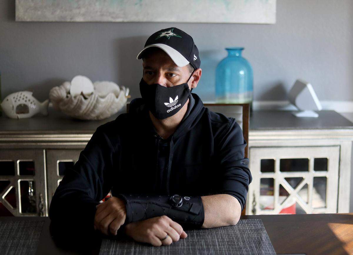 David Garcia was driving to work on Feb. 11, 2021, when his vehicle was sandwiched between two 18-wheelers during the 130-car pileup on Interstate 35W. He sustained injuries to his neck and had to have reconstructive surgery on his hand.
