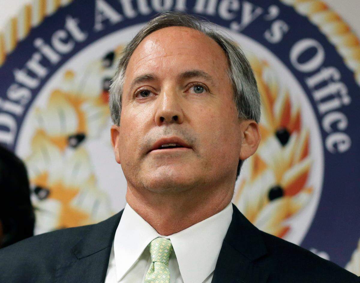 In this June 22, 2017, file photo, Texas Attorney General Ken Paxton speaks at a news conference in Dallas.
