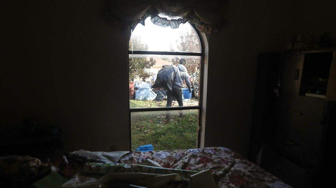 A crew removes the possessions of former tenants from a home in south Fort Worth after a writ of possession was served in February. The number of evictions filed in Fort Worth during the pandemic was down substantially from previous years, but they were still happening. Fort Worth saw some 13,500 eviction filings.