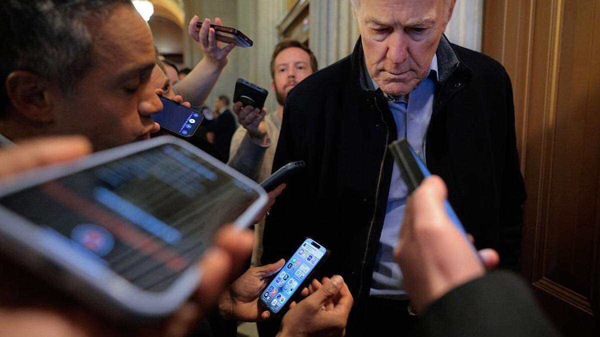 WASHINGTON, DC - MARCH 04: Sen. John Cornyn (R-TX) declines to answer reporters' questions as he leaves the Senate Chamber following a vote at the U.S. Capitol on March 04, 2026 in Washington, DC. Cornyn returned from Texas to vote against a Democratic-backed war powers resolution that would prevent President Donald Trump from continuing the military campaign against Iran. (Photo by Chip Somodevilla/Getty Images)