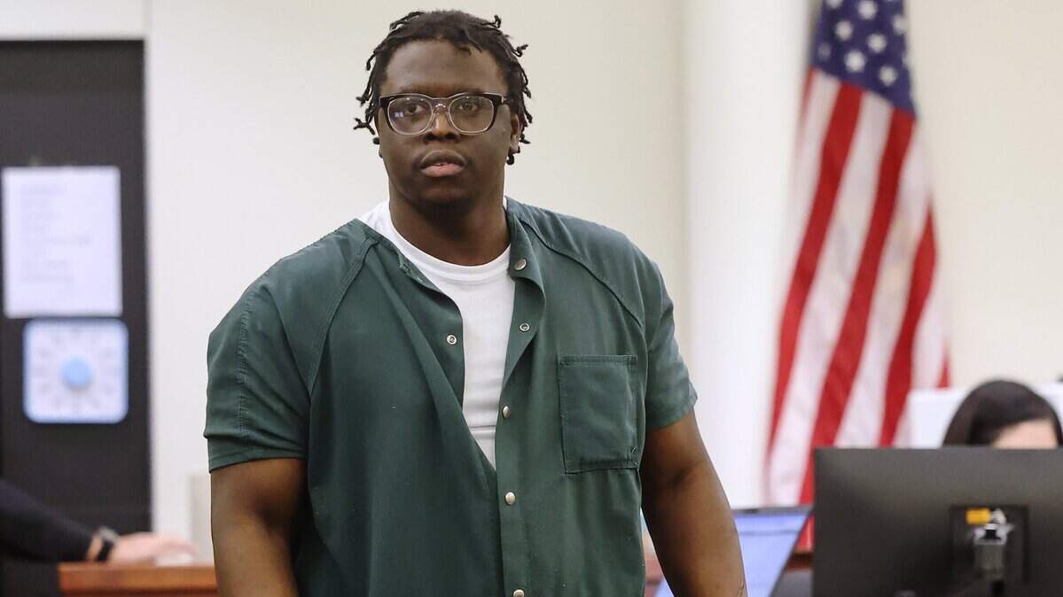 Defendant Chrisantus Omondi enters 396th District Court on Tuesday, April 21, 2026, at the Tim Curry Criminal Justice Center in Fort Worth. Omondii was found not guilty by reason of insanity in the 2024 death of Scotty Jackson.