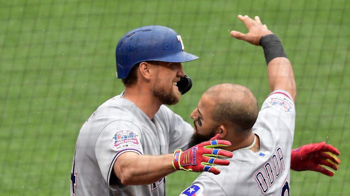 Hunter Pence, who hit another homer Sunday, is the biggest surprise for the Rangers through their first 50 games, and Rougned Odor remains a significant problem.