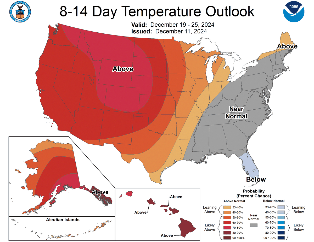 Above normal temperatures are likely in Dallas-Fort Worth on Christmas Day.