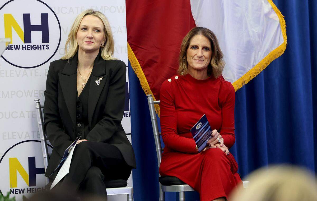 Fort Worth Mayor Mattie Parker, left, and Fort Worth ISD Superintendent Karen Molinar attend the grand opening of New Heights Adult High School's McCart Campus on Thursday, October 30, 2025.