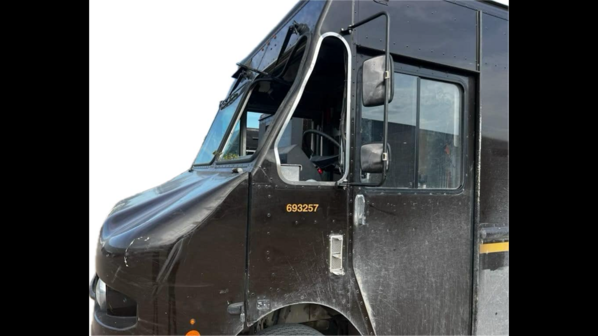 A photo from the local Teamsters union shows damage to a UPS vehicle after a crash that union officials say was heat-related.
