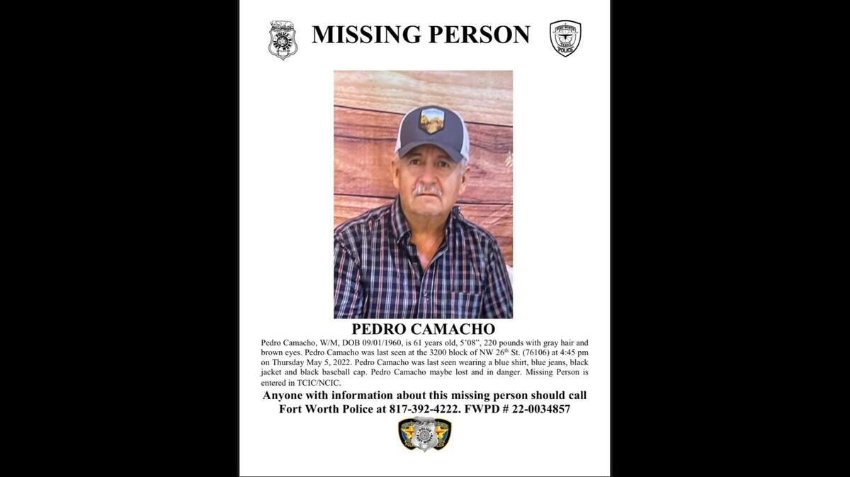 Pedro Camacho, who’s 5-foot-8-inches, 220 pounds, with gray hair and brown eyes, was last seen in the 3200 block of NW 26th Street Thursday afternoon around 4:45 p.m.