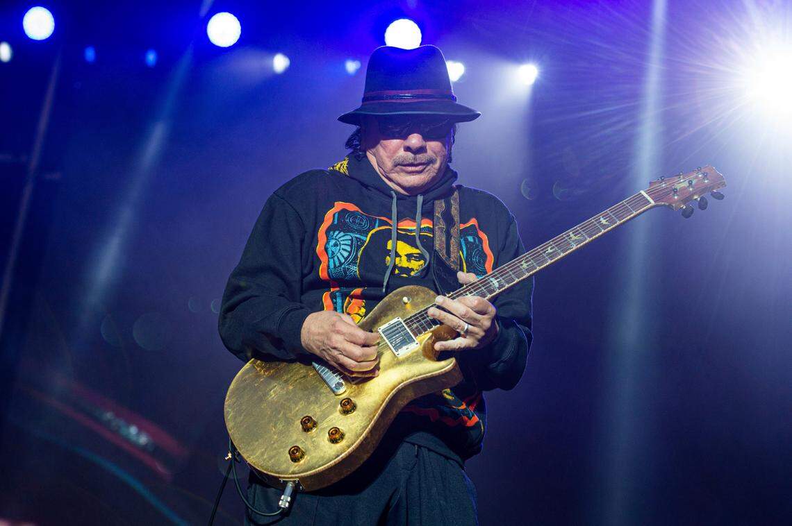 FILE - This May 26, 2019 file photo shows Carlos Santana of Santana performing at the BottleRock Napa Valley Music Festival in Napa, Calif. (Photo by Amy Harris/Invision/AP, File)
