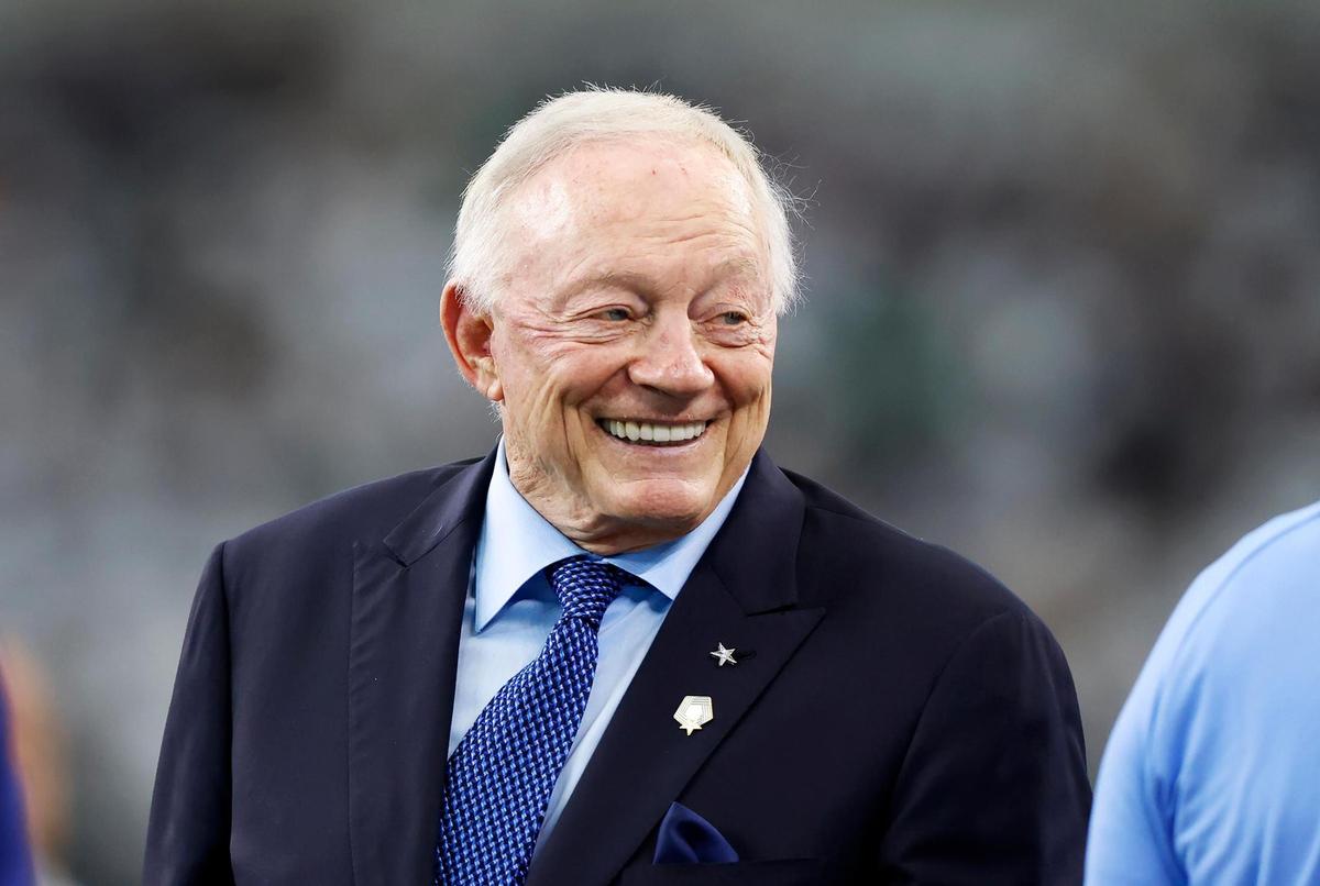 Jerry Jones on the sideline before the start of the NFL game against the Philadelphia Eagles on Sunday, Nov. 10, 2024, at AT&T Stadium.