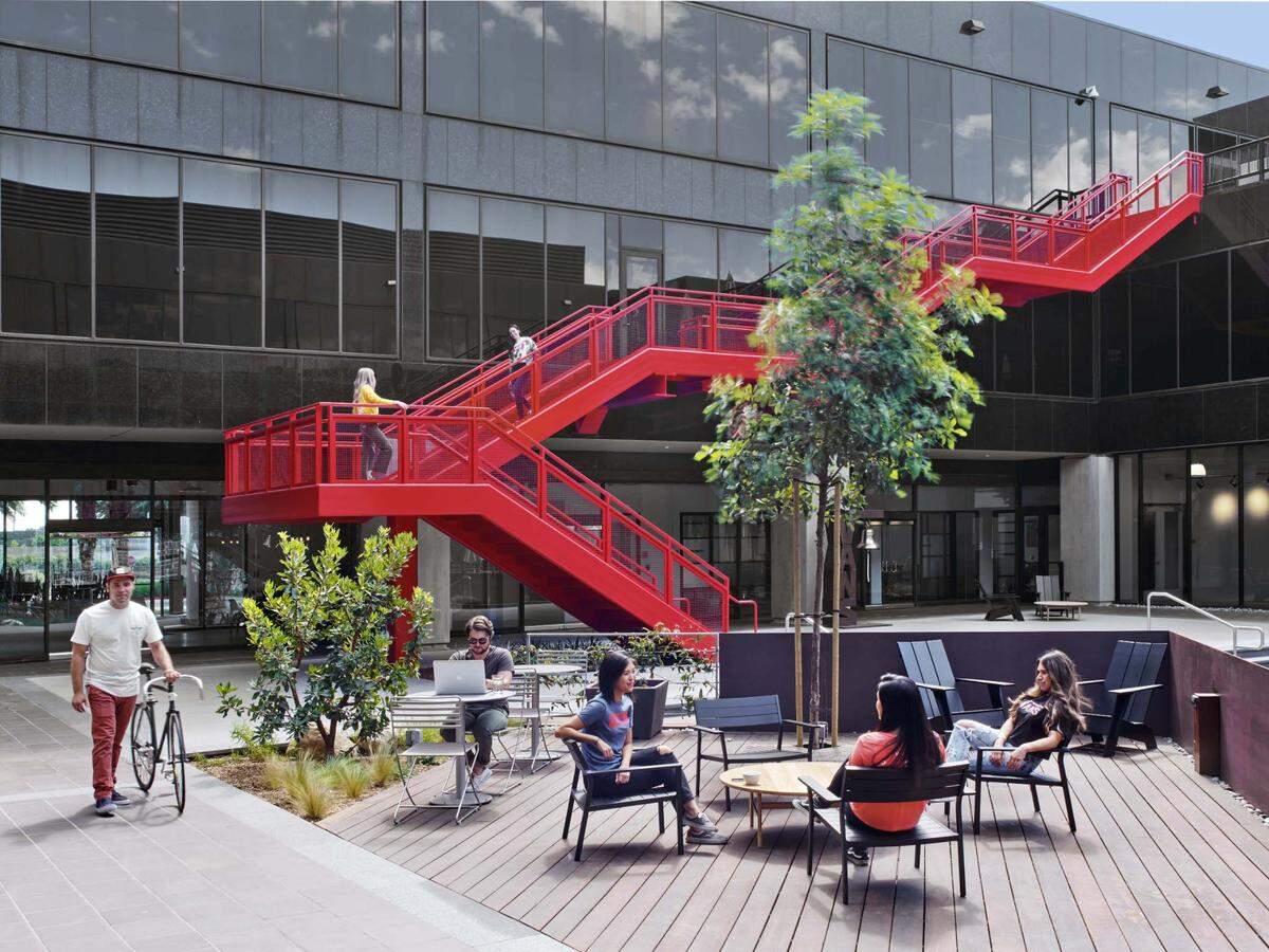 A courtyard at Vans' headquarters.