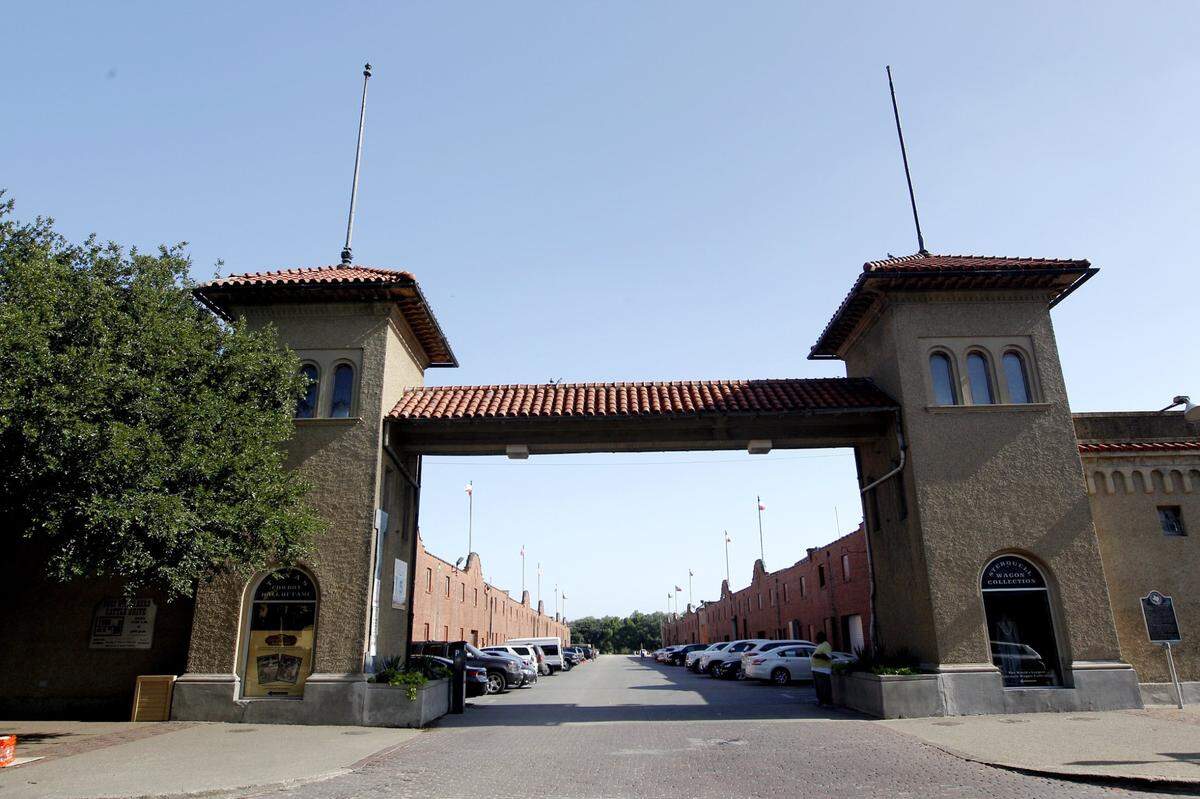 The entrance of what is now Mule Alley in the Fort Worth Stockyards. This photo taken on July 14, 2015, shows the old mule and horse barns as they looked before construction began to redevelop them, and build the Hotel Drover at the far end of the block.