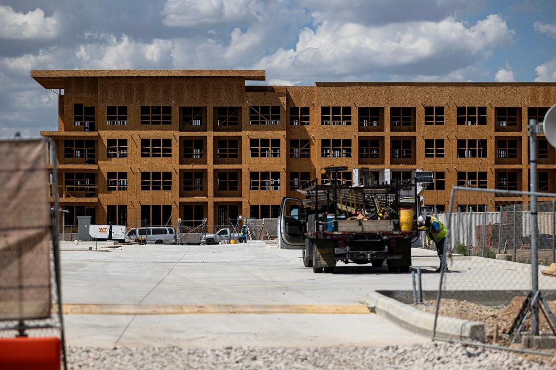 A new apartment development is being built behind Packers Street at the Fort Worth Stockyards on Thursday, Aug. 15, 2024.