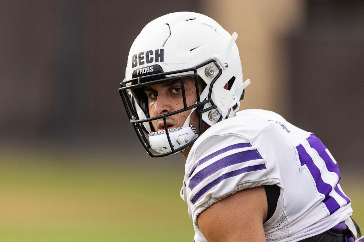 TCU wide receiver Jack Bech has nine touchdowns this season.