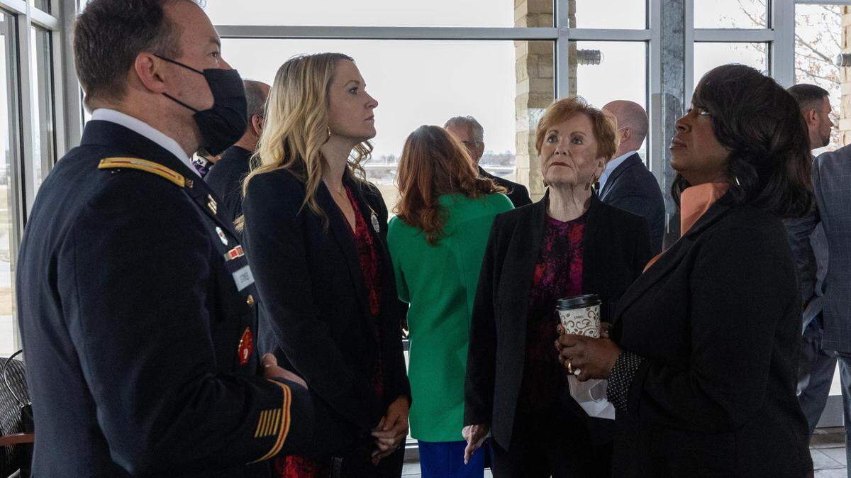 Army Corps Col. Jonathan Stover, Fort Worth Mayor Mattie Parker, U.S. Rep. Kay Granger and Tarrant Regional Water District Board President Leah King discussed Panther Island during a press conference on Thursday.