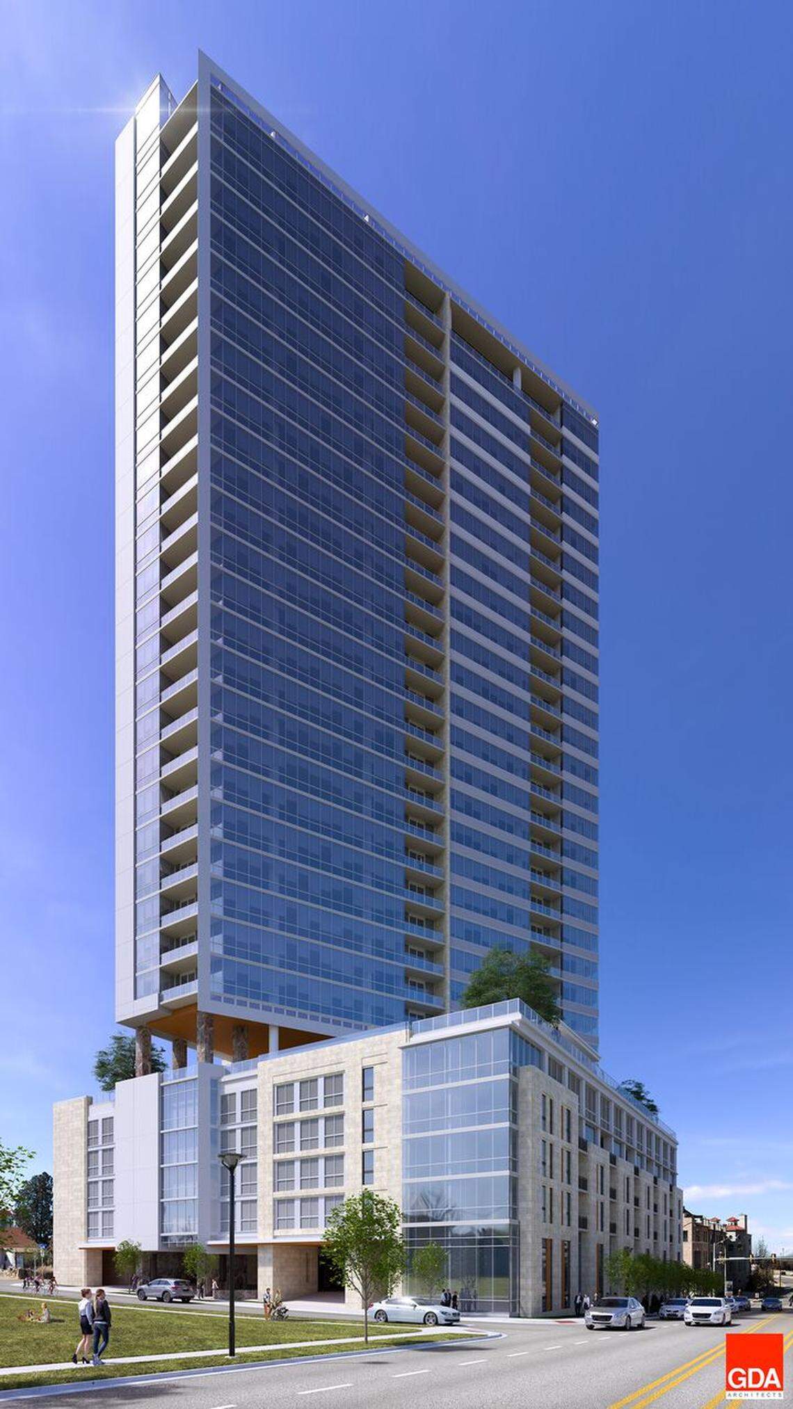 Rendering of The Worth, a planned 30-story condo tower for along the Trinity River at Henderson Street