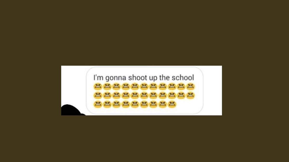 An electronic message that Arlington police chief Will Johnson said was from two students threatening a shooting at Arlington High School.