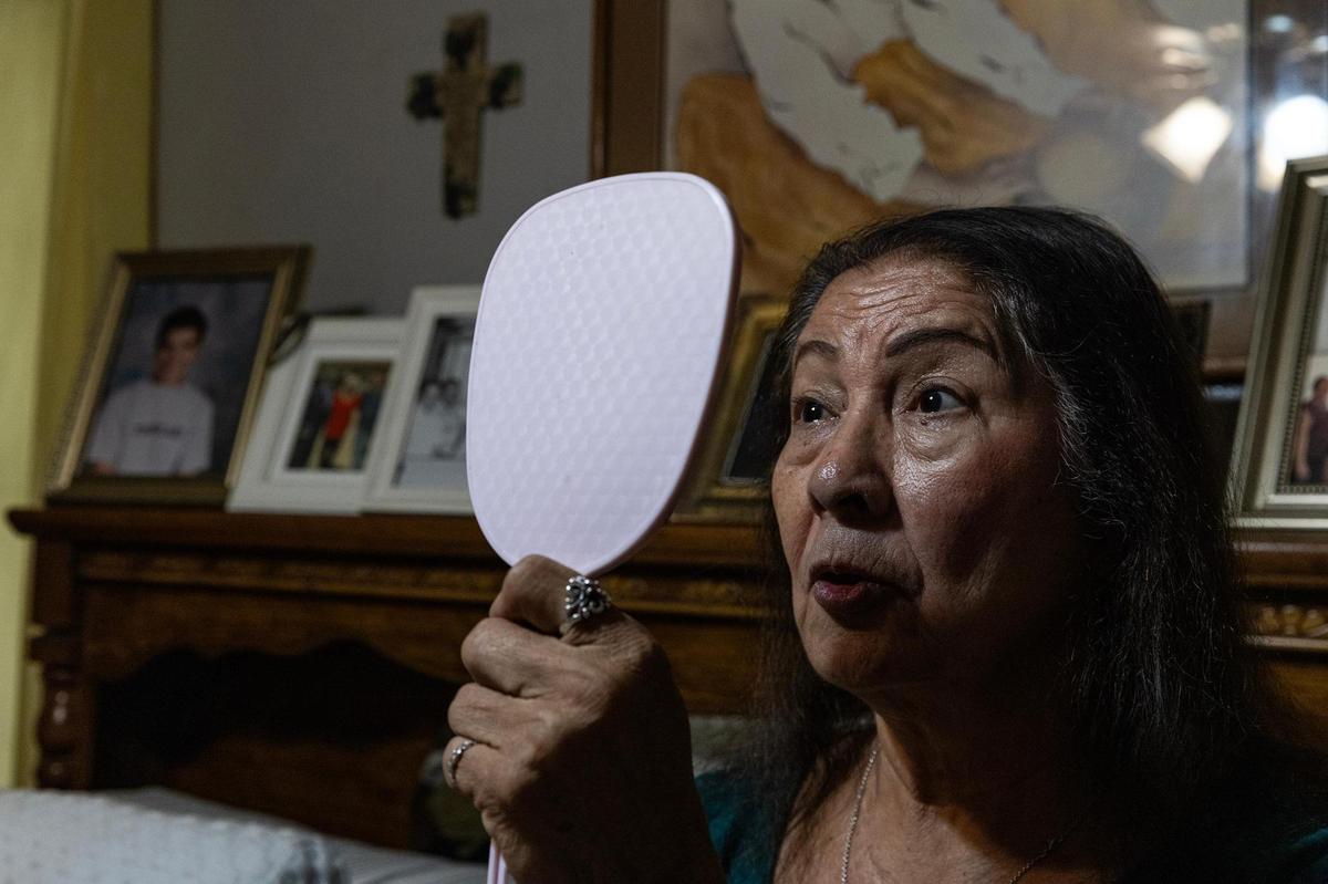Dallas resident Alice Salas looks at her eyebrows after filling them in. In 2008, Salas was diagnosed with ovarian cancer and had to undergo a full hysterectomy and chemotherapy. Now, Salas has to live with the effects of the chemotherapy that has left her scalp exposed and eyebrows bare.