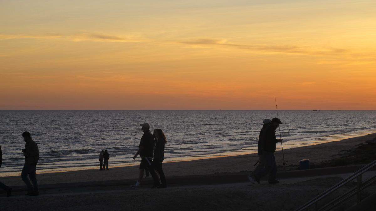 Sunset on the Gulf of Mexico, Galveston, Texas.