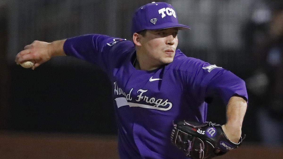 TCU starter Jared Janczak, shown in the season opener in Phoenix, was the winning pitcher Friday night in Los Angeles against USC.