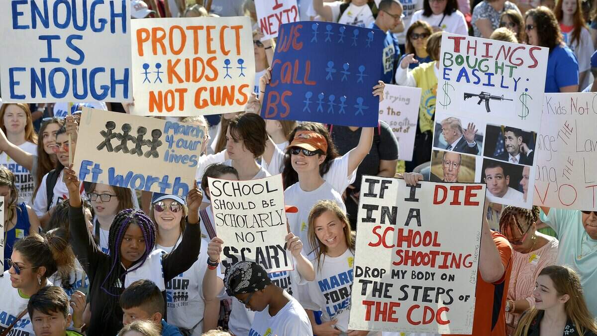 March For Our Lives Fort Worth event on the court house steps in Downtown Fort Worth, TX, Saturday, March 24, 2018.  Student activists are standing up against gun violence in schools.