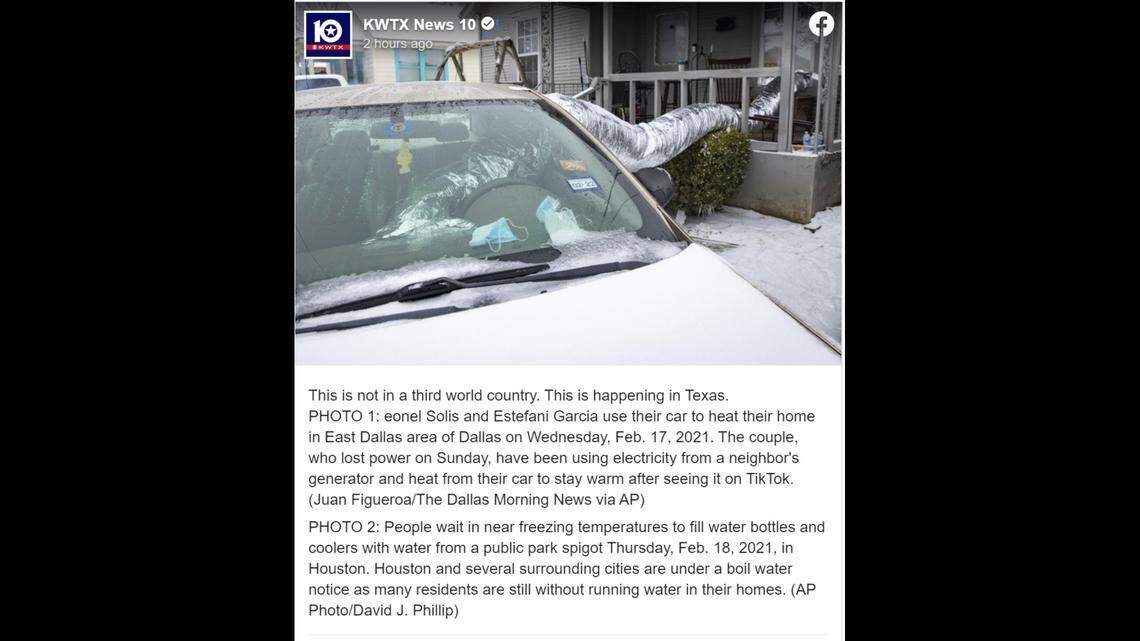 A family in the East Dallas area uses their car to warm their house.