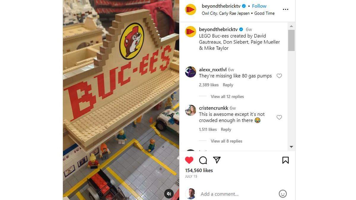 An Instagram video shows an amazing LEGO build of an entire Buc-ee’s store.