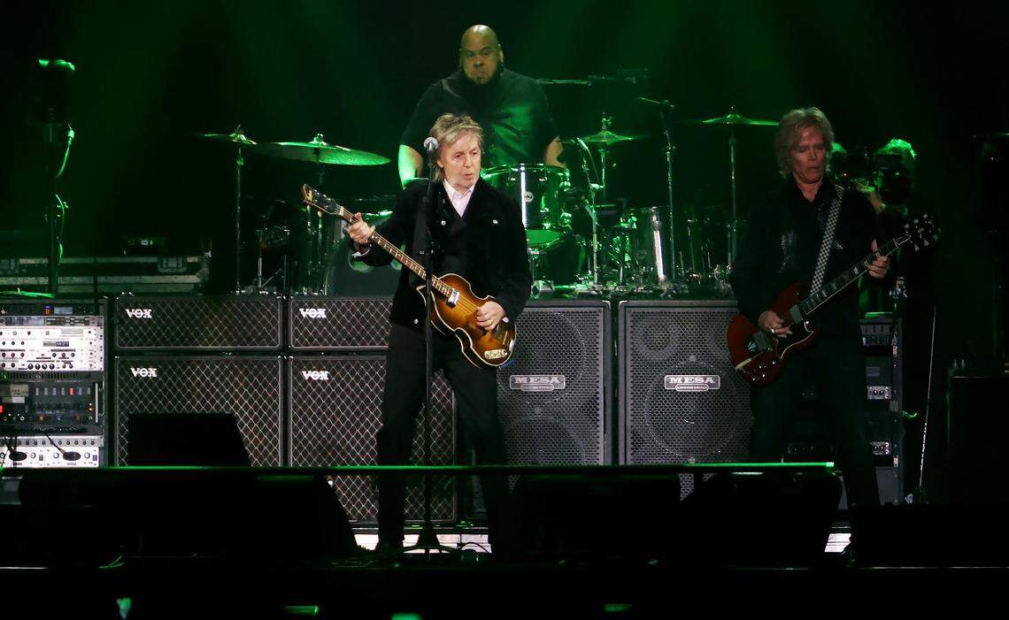 Paul McCartney performs to a sold out crowd at Dickie’s Arena in Fort Worth as part of his “Got Back” tour on Tuesday, May 17, 2022.