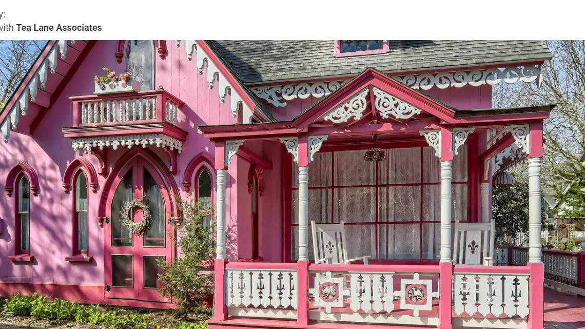 Exterior of the very pink house